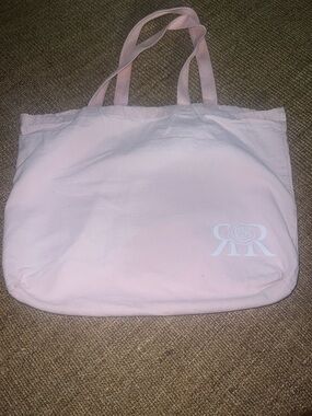 Pink Canvas Tote Bag with Rose Logo